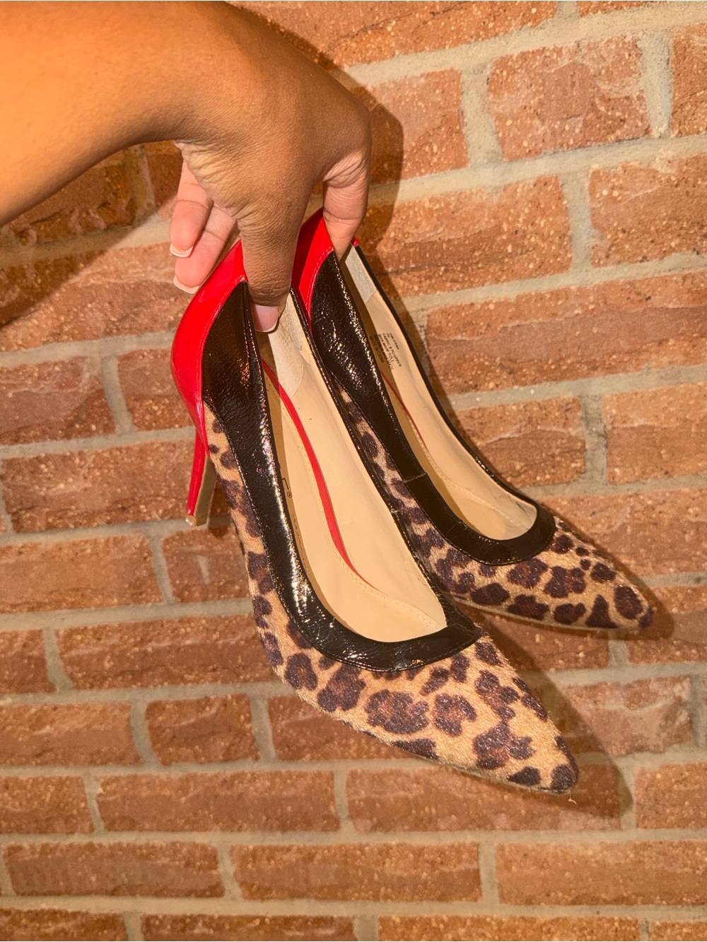 Rampage Leopard Print Pumps with Red Heel